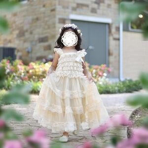 Elegant Cream Lace Dress for Girls